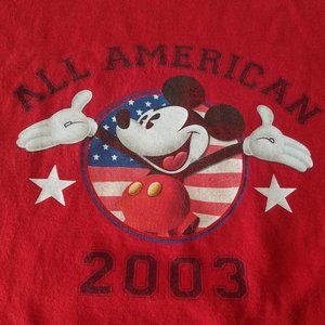 VINTAGE DISNEY STORE ALL AMERICAN 2003 RED MICKEY MOUSE T-SHIRT COTTON SMALL S